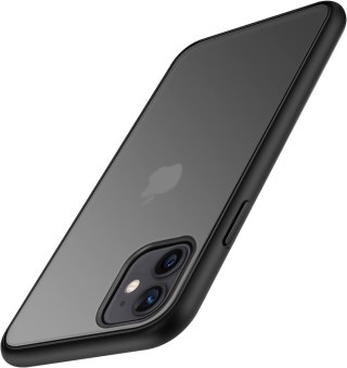 ETUI APPLE IPHONE 11 CZARNY MATOWY PÓŁPRZEZROCZYSTE PLECKI +SZKŁO HARTOWANE