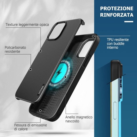 ETUI APPLE IPHONE 13 PRO MAX CZARNE SILIKONOWE WZMOCNIONE +MAGSAFE A2484