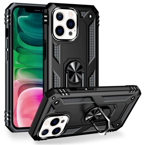 ETUI APPLE IPHONE 13 PRO SILIKONOWE CZARNE WZMOCNIONE +UCHWYT A2483