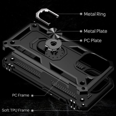 ETUI APPLE IPHONE 13 PRO SILIKONOWE CZARNE WZMOCNIONE +UCHWYT A2483