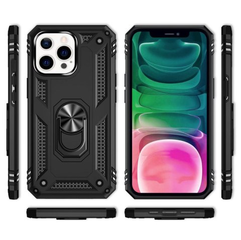 ETUI APPLE IPHONE 13 PRO SILIKONOWE CZARNE WZMOCNIONE +UCHWYT A2483