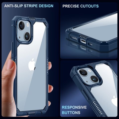 ETUI APPLE IPHONE 14 Plus NIEBIESKA RAMKA +SZKŁO HARTOWANE OCHRONA APARATU