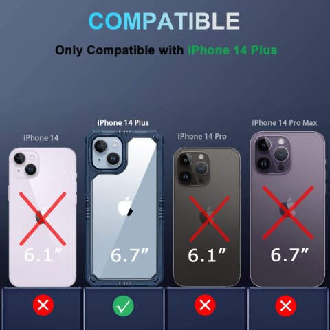 ETUI APPLE IPHONE 14 Plus NIEBIESKA RAMKA +SZKŁO HARTOWANE OCHRONA APARATU