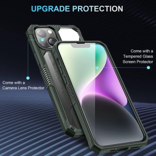 ETUI APPLE IPHONE 14 Plus ZIELONA RAMKA +SZKŁO HARTOWANE OCHRONA APARATU