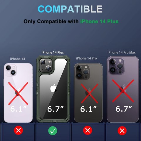 ETUI APPLE IPHONE 14 Plus ZIELONA RAMKA +SZKŁO HARTOWANE OCHRONA APARATU