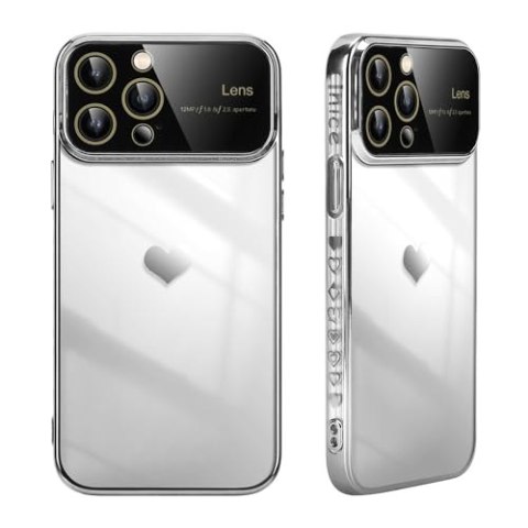 ETUI APPLE IPHONE 15 PRO MAX SREBRNA RAMKA SERDUSZKO OCHRONA APARATU