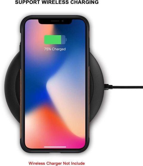 ETUI APPLE IPHONE XS/X SILIKONOWY DREWNIANY CZARNE PASKI +SZKŁO HARTOWANE