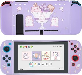 ETUI CASE NINTENDO SWITCH FIOLETOWY W KRÓLICZKA KOTKA UROCZY