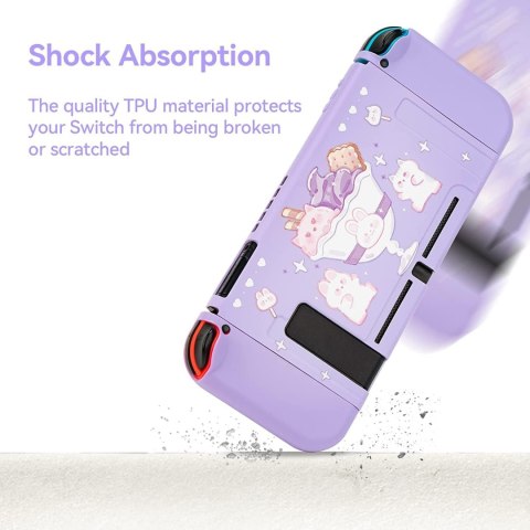 ETUI CASE NINTENDO SWITCH FIOLETOWY W KRÓLICZKA KOTKA UROCZY