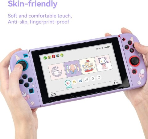 ETUI CASE NINTENDO SWITCH FIOLETOWY W KRÓLICZKA KOTKA UROCZY