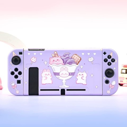 ETUI CASE NINTENDO SWITCH FIOLETOWY W KRÓLICZKA KOTKA UROCZY