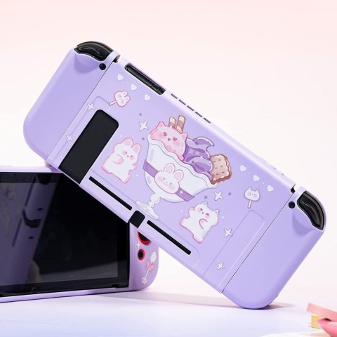 ETUI CASE NINTENDO SWITCH FIOLETOWY W KRÓLICZKA KOTKA UROCZY