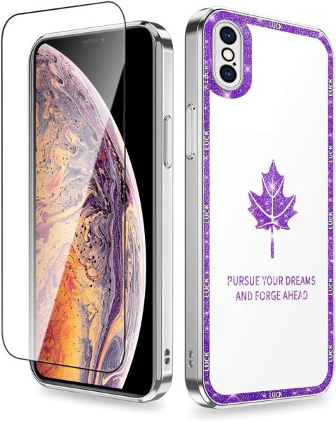 ETUI POKROWIEC DO APPLE IPHONE XS MAX LUSTRZANE PLECKI + SZKŁO HARTOWANE