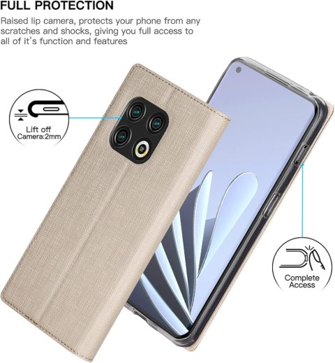 ETUI POKROWIEC DO ONEPLUS 10 PRO ZAMYKANY Z KLAPKĄ BEŻOWY WYTRZYMAŁY