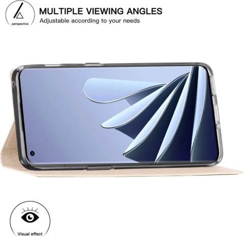 ETUI POKROWIEC DO ONEPLUS 10 PRO ZAMYKANY Z KLAPKĄ BEŻOWY WYTRZYMAŁY