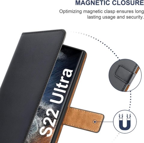 ETUI POKROWIEC DO SAMSUNG GALAXY S22 ULTRA ZAMYKANE Z KLAPKĄ CZARNE SM-908