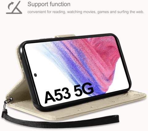 ETUI SAMSUNG GALAXY A53 5G CASE ZŁOTY Z KLAPKĄ +2x SZKŁO HARTOWANE