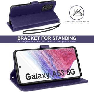 ETUI SAMSUNG GALAXY A53 5G FIOLETOWE ZAMYKANE Z KLAPKĄ +2x SZKŁO HARTOWANE