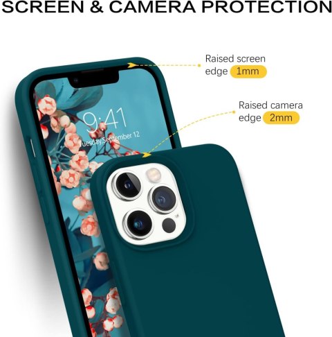 ETUI SILIKONOWE APPLE IPHONE 13 PRO CIEMNA ZIELEŃ MORSKI Z MIKROFIBRĄ A2483