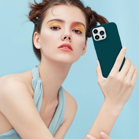 ETUI SILIKONOWE APPLE IPHONE 13 PRO CIEMNA ZIELEŃ MORSKI Z MIKROFIBRĄ A2483