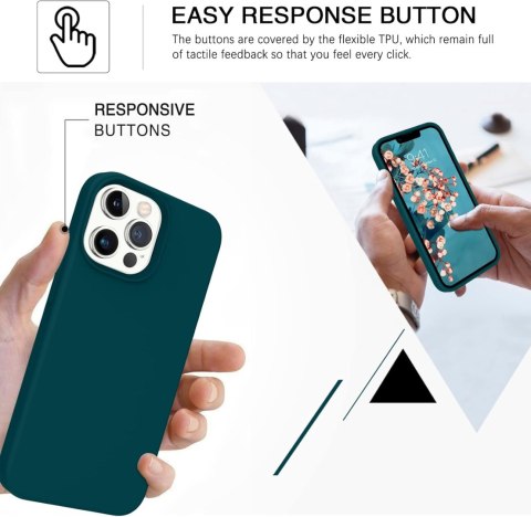 ETUI SILIKONOWE APPLE IPHONE 13 PRO CIEMNA ZIELEŃ MORSKI Z MIKROFIBRĄ A2483