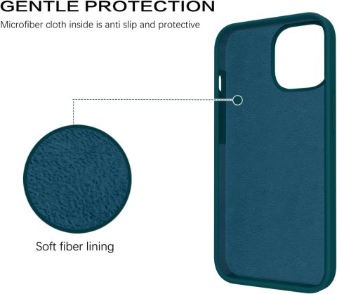 ETUI SILIKONOWE APPLE IPHONE 13 PRO CIEMNA ZIELEŃ MORSKI Z MIKROFIBRĄ A2483