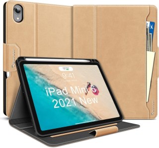 ETUI TABLET IPAD MINI 6 2021 8.3" BEŻOWE ZAMSZOWE +MIEJSCE NA RYSIK