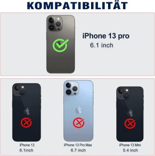 ETUI Z KLAPKĄ APPLE IPHONE 13 PRO CZARNE Z EKOSKÓRY +MIEJSCE NA KARTY A2483