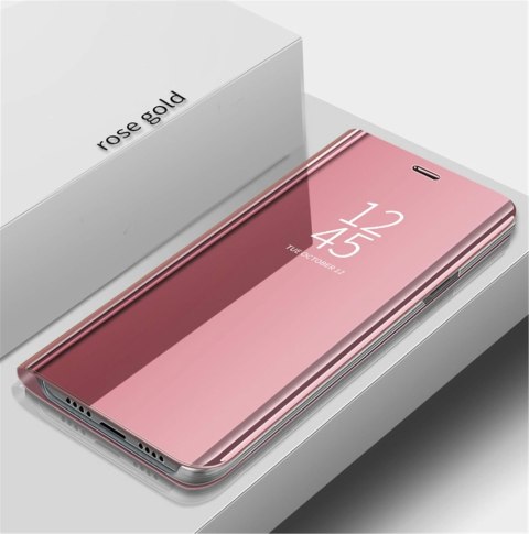 ETUI Z KLAPKĄ XIAOMI NOTE 9 RÓŻOWY ROSE GOLD SKŁADANY PRZESZKLONY