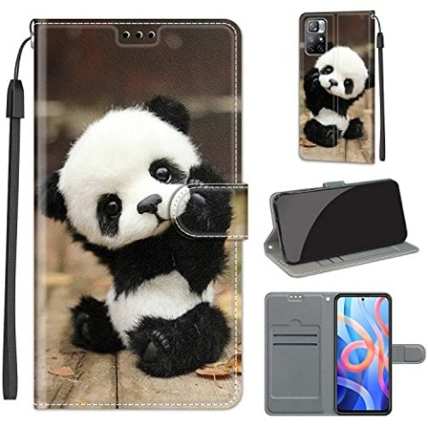 ETUI Z KLAPKĄ XIAOMI REDMI NOTE 11T 5G/POCO M4 PRO 5G MIŚ PANDA +ZAWIESZKA