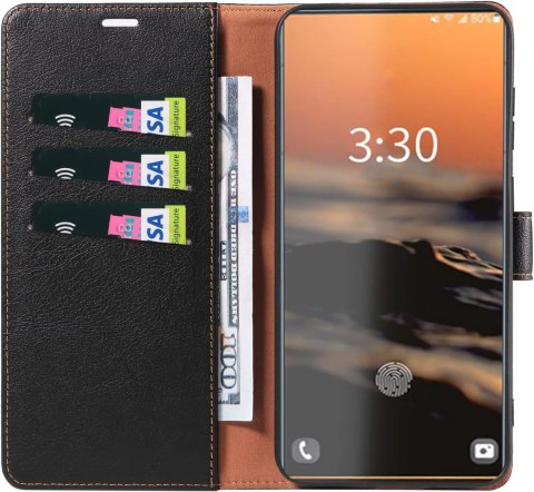 ETUI Z KLAPKĄ SAMSUNG GALAXY S23 ULTRA 5G CZARNE Z EKOSKÓRY SM-S918B