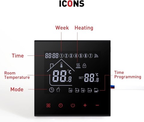 INTELIGENTNY TERMOSTAT STEROWNIK GRZEWCZY POKOJOWY GRZANIE WODNE WIFI
