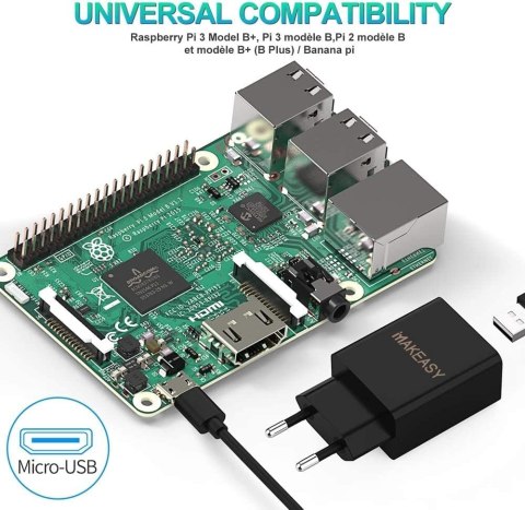 ŁADOWARKA ZASILACZ DO RASPBERRY PI 3/B/B+/Pi 2/Banana Pi 3A 5V