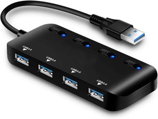 USB 3.0 HUB 4-PORTOWY DIODY LED CZARNY SMUKŁY