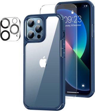 ZESTAW ETUI GRANATOWA RAMKA APPLE IPHONE 13 PRO +SZKŁO HARTOWANE A2483