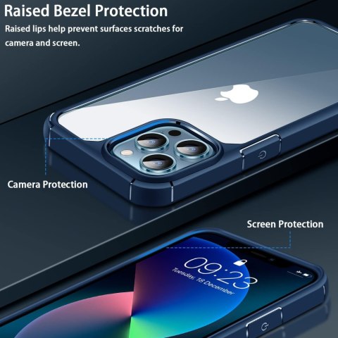 ZESTAW ETUI GRANATOWA RAMKA APPLE IPHONE 13 PRO +SZKŁO HARTOWANE A2483