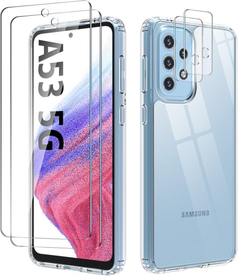 ZESTAW ETUI SAMSUNG GALAXY A53 5G SILIKONOWE BEZBARWNE +2x SZKŁO HARTOWANE