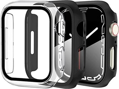 2x ETUI OCHRONNE NA ZEGAREK APPLE WATCH SERIES 7 41mm CZARNE I PRZEZROCZYSTE