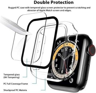 2x ETUI OCHRONNE NA ZEGAREK APPLE WATCH SERIES 7 41mm CZARNE I PRZEZROCZYSTE