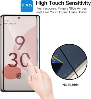 2x SZKŁO HARTOWANE 9H GOOGLE PIXEL 6 PRO TRANSPARENTNE Z CZARNĄ RAMKĄ