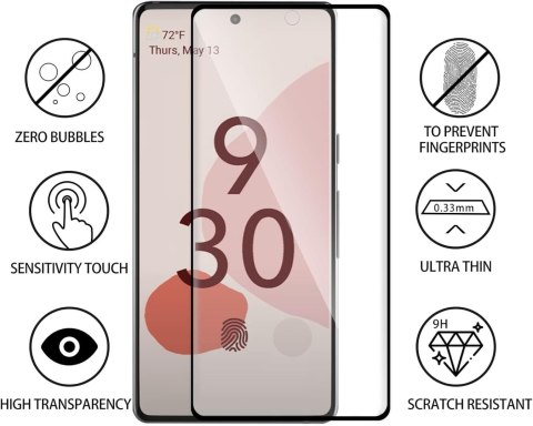 2x SZKŁO HARTOWANE 9H GOOGLE PIXEL 6 PRO TRANSPARENTNE Z CZARNĄ RAMKĄ