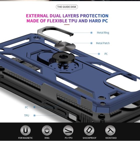 ERUI POKROWIEC DO APPLE IPHONE 13 / 13 PRO NIEBIESKIE PANCERNE PLECKI