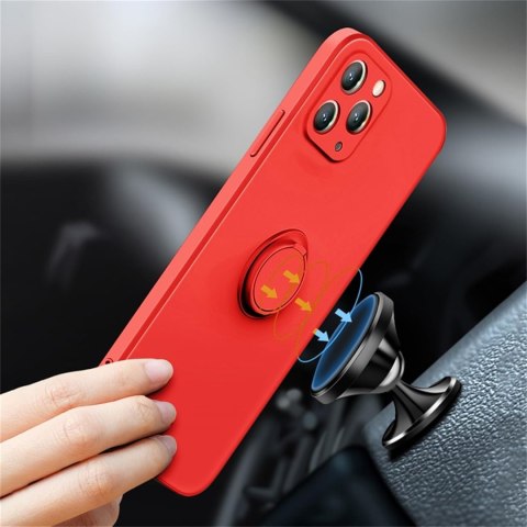 ETUI APPLE IPHONE 11 PRO CASE SILIKONOWY CZERWONY +RING PODSTAWKA A2160