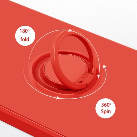 ETUI APPLE IPHONE 11 PRO CASE SILIKONOWY CZERWONY +RING PODSTAWKA A2160
