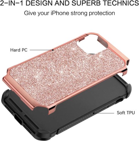 ETUI APPLE IPHONE 12 MINI SILIKONOWE RÓŻOWE BROKATOWE WZMOCNIONE ROGI