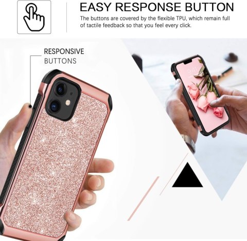 ETUI APPLE IPHONE 12 MINI SILIKONOWE RÓŻOWE BROKATOWE WZMOCNIONE ROGI