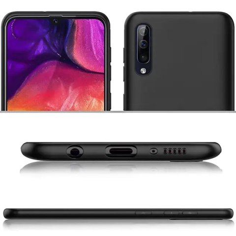 ETUI CZARNE SILIKONOWE SAMSUNG GALAXY A50 ELASTYCZNY CIENKI CASE SM-A505F