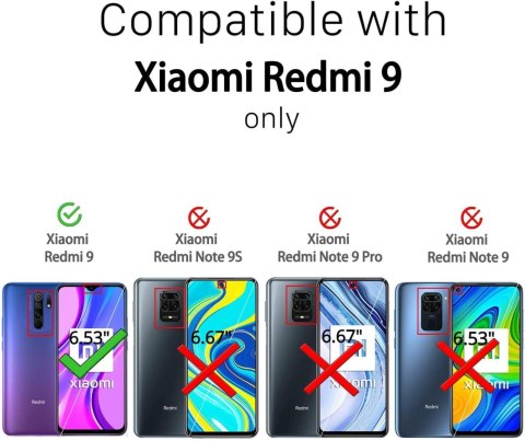 ETUI PANCERNE DO XIAOMI REDMI 9 CZARNE Z RINGIEM +2x SZKŁO HARTOWANE