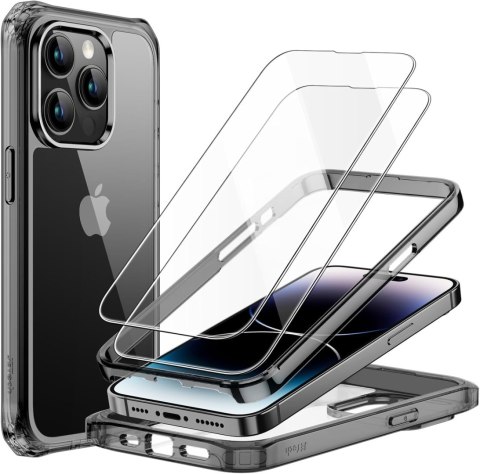 ETUI PLECKI DO APPLE IPHONE 14 PRO MAX CZARNA RAMKA + 2x SZKŁO HARTOWANE