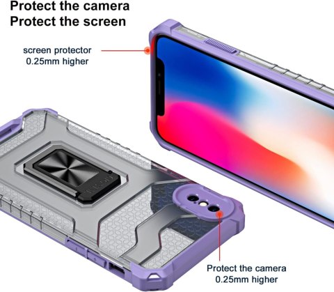 ETUI POKROWIEC APPLE IPHONE X/XS RÓŻOWE Z PIERŚCIENIEM + SZKŁO HARTOWANE